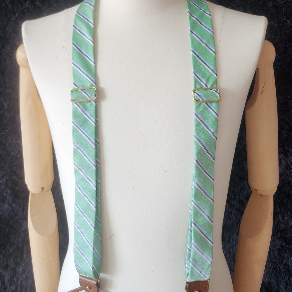 Green Striped Men's Suspenders